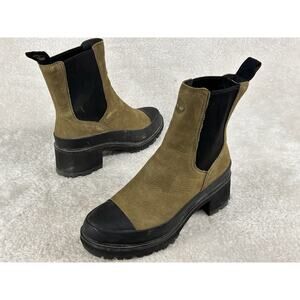 Timberland Boots Ankle Suede Women's Size 6.5 Green Chukka RebotL Heel Slip On